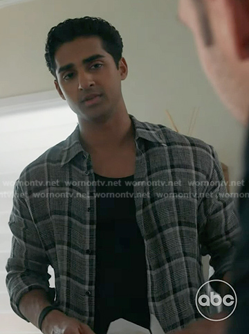 Ravi's grey plaid button down shirt on 9-1-1