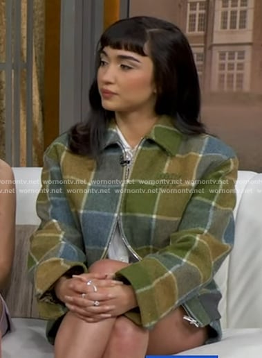 Rowan Blanchard's green check jacket and mini skirt on Good Morning America