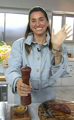 Sabrina Rudin's blue belted jacket and pants on Today