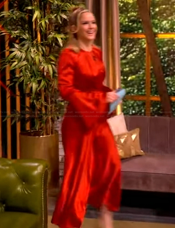 Sara's red keyhole maxi dress on The View