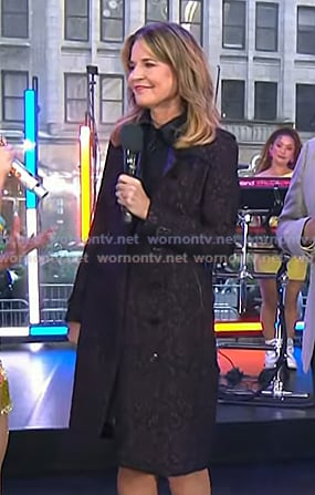 Savannah's burgundy print leather collar trench coat on Today