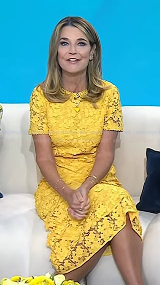 Savannah's yellow floral lace midi dress on Today