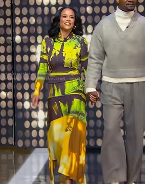 Shaunie Henderson's abstract print dress on Tamron Hall Show