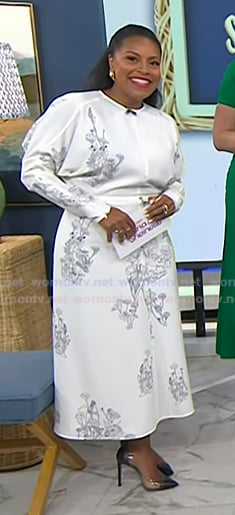 Sheinelle's white floral long sleeve midi dress on Today