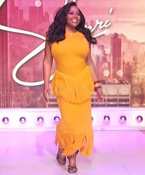 Sherri's yellow fringe knit dress on Sherri