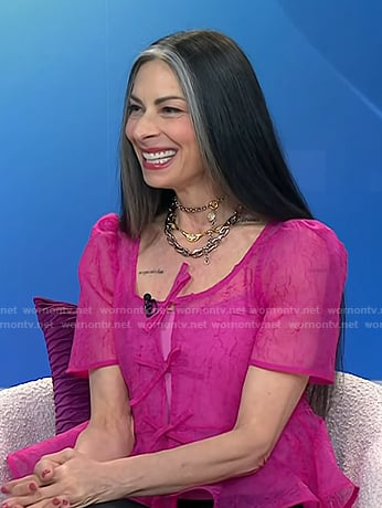 Stacy London's pink organza peplum top on Today