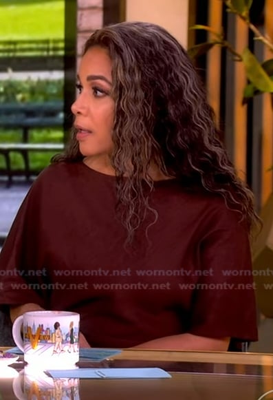 Sunny's brown gathered waist dress on The View