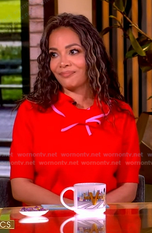 Sunny's red tie neck top on The View