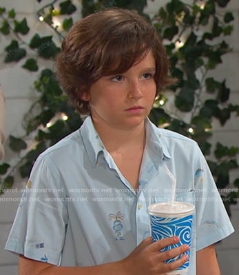 Thomas's blue print short sleeve shirt on Days of our Lives