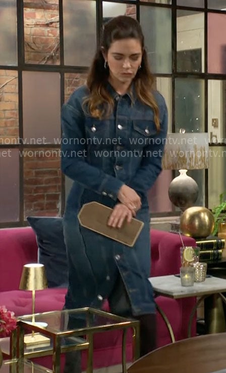 Victoria's denim midi dress on The Young and the Restless