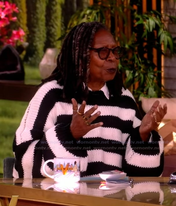 Whoopi's black and white striped sweater on The View