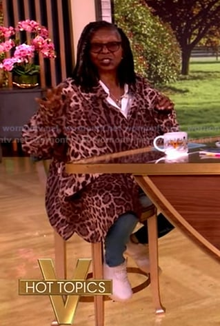 Whoopi's leopard print oversized shirt on The View