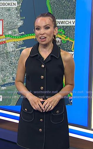 Adelle's black sleeveless button front dress on Today