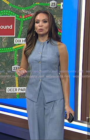 Adelle's light blue vest and pants on Today