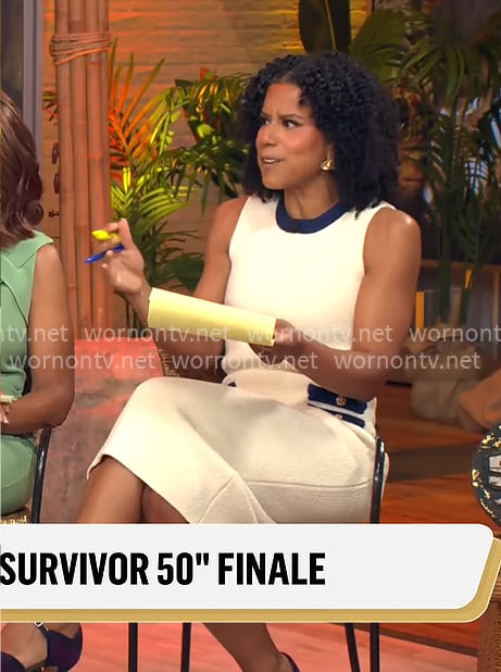Adriana Diaz's ivory dress with contrast details on CBS Mornings