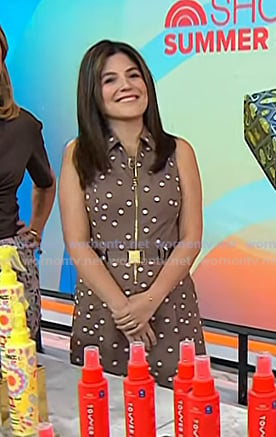 Adrianna's brown polka dot belted dress on Today