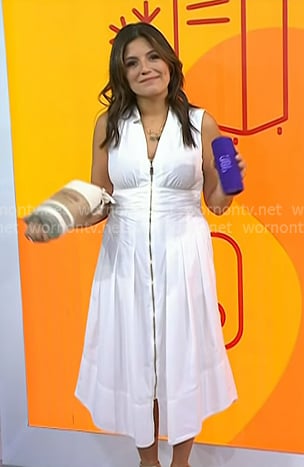 Adrianna's white zip front v-neck dress on Today