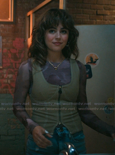 Allie's green corset top on Off Campus