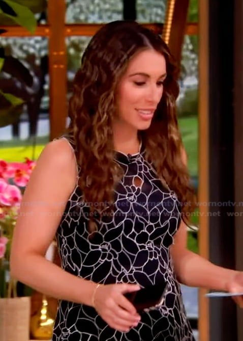 Alyssa's black embroidered sleeveless dress on The View