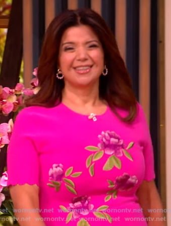 Ana's pink floral embroidered dress on The View