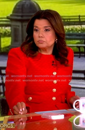 Ana's red tweed jacket and pants on The View