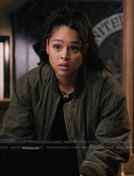 Andrea's green bomber jacket on Marshals