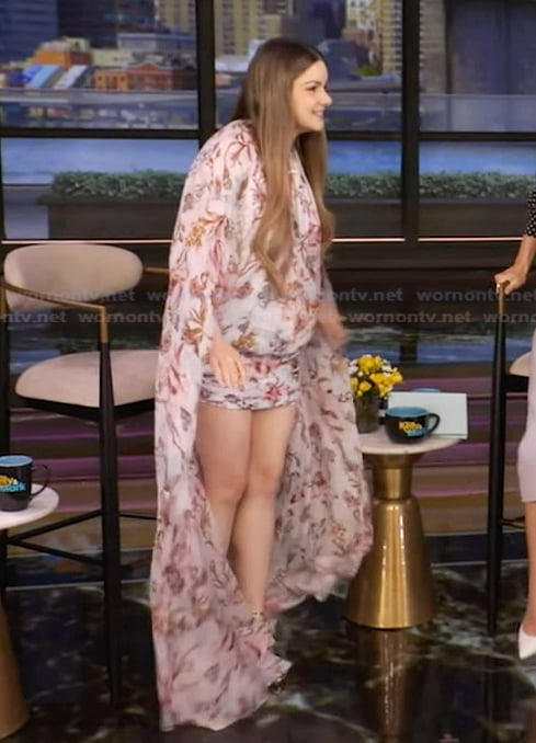 Ariel Winter's floral print cape dress on Live with Kelly and Mark