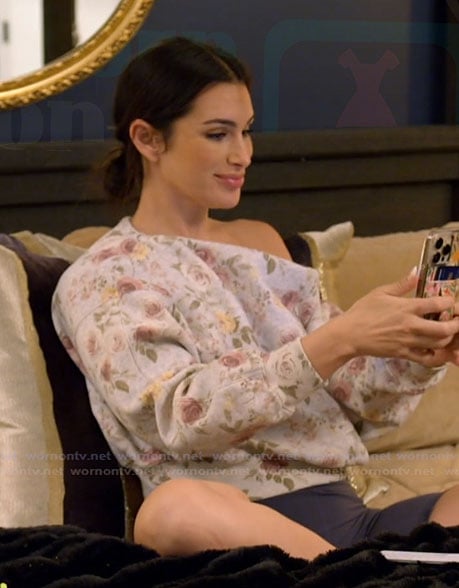 Ashley's floral print cropped sweatshirt on The Real Housewives of Rhode Island