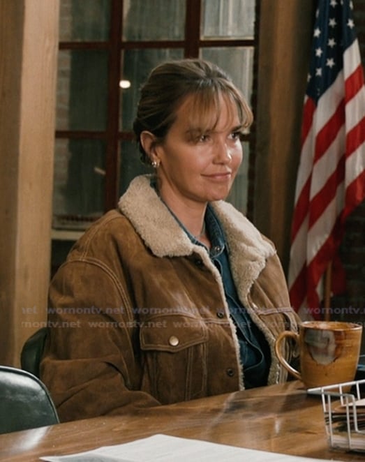 Belle's brown suede jacket and top on Marshals