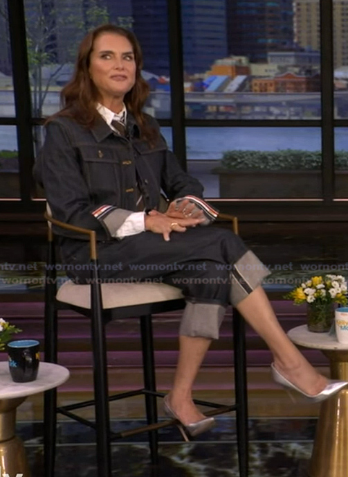 Brooke Shields' denim jacket and jeans on Live with Kelly and Mark