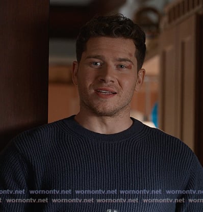 Buck's navy ribbed sweater on 9-1-1