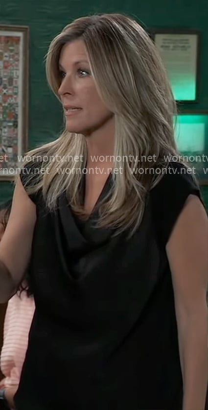 Carly's black cowl neck top on General Hospital