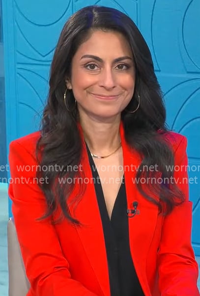 Celine Gounder's red suit on CBS Mornings