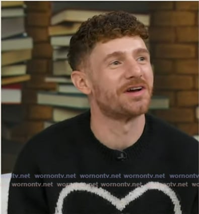 Chris Perfetti's black floral print sweater on Good Morning America