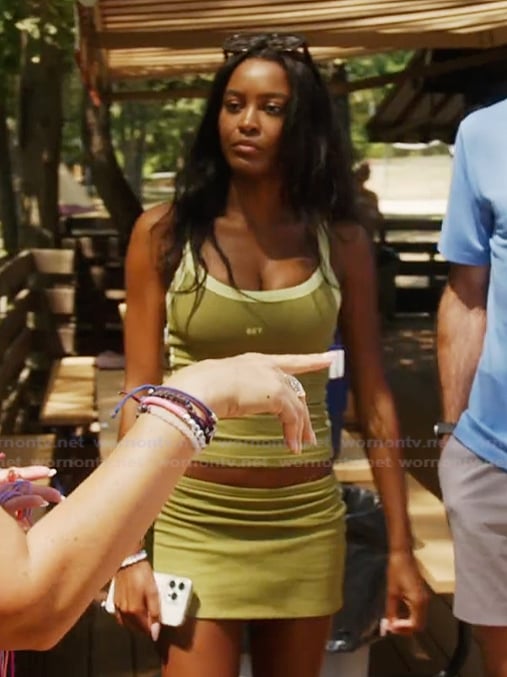 Ciara's green cami and mini skirt on Summer House