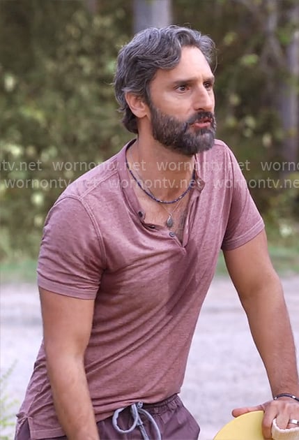 Claude's pink henley tee on The Four Seasons
