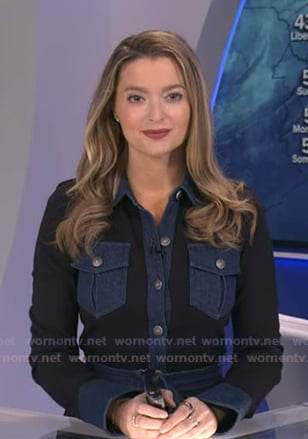 Dani's black denim detail shirtdress on Good Morning America