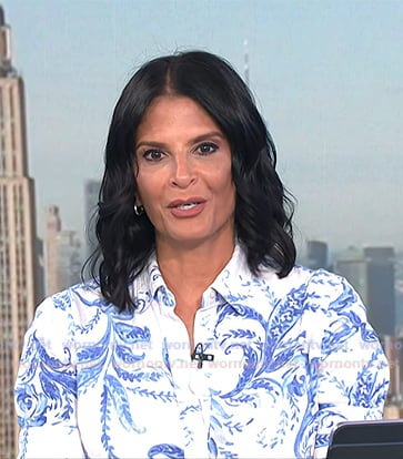 Darlene's white and blue paisley print dress on Today