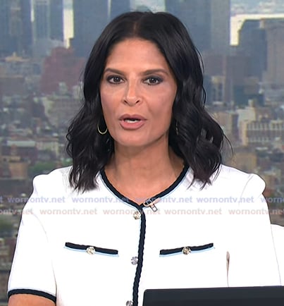 Darlene's white contrast trim dress on Today