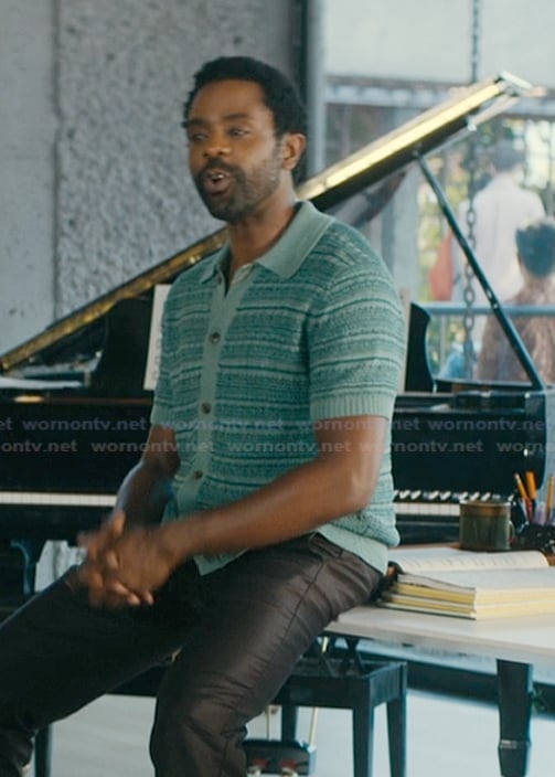 Daveed's green knit polo on Off Campus
