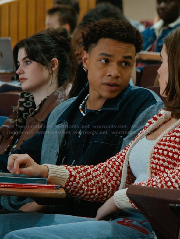 Dexter's colorblock denim jacket on Off Campus