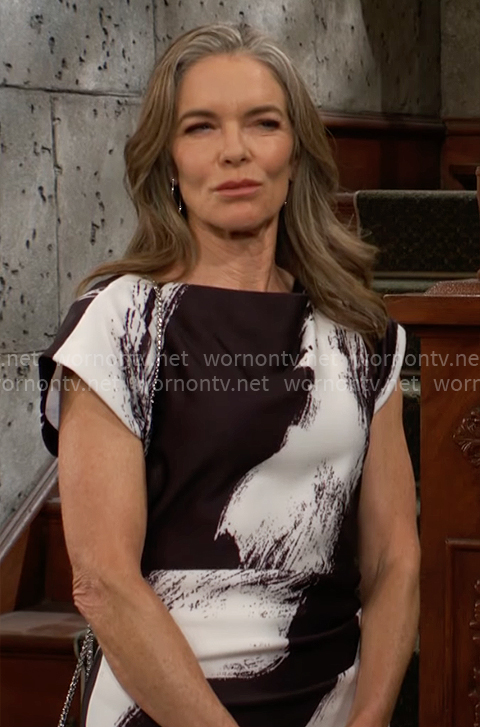 Diane's brushstroke print dress on The Young and the Restless