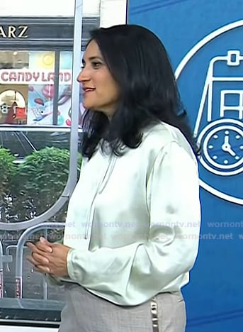 Dr. Kavita Patel's mint green tie neck blouse on Today