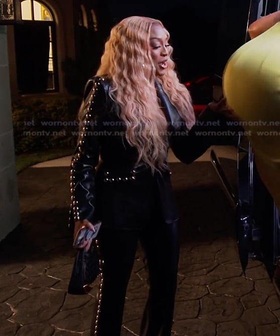 Drew's black studded jacket and pants on The Real Housewives of Atlanta