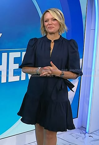 Dylan's navy puff elbow sleeve dress on Today