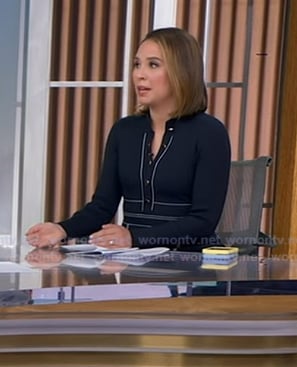Elizabeth's navy contrast trim dress on Good Morning America