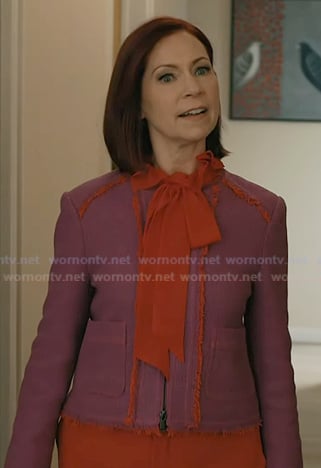Elsbeth's purple tweed zip jacket on Elsbeth