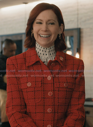 Elsbeth's red check jacket on Elsbeth