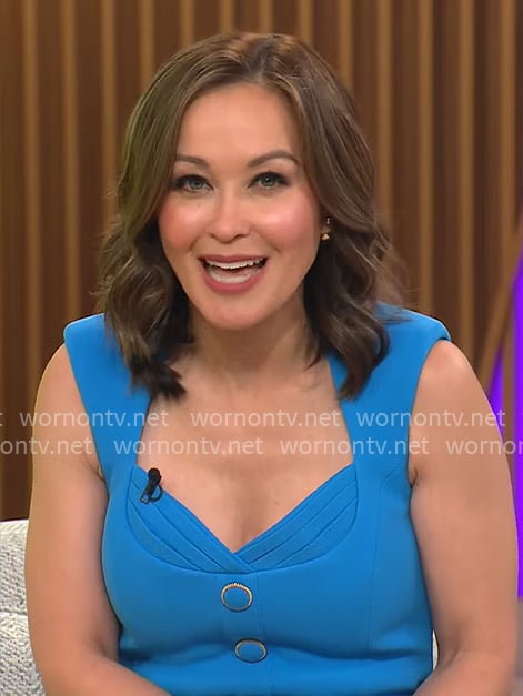 Eva Pilgrim's blue button front dress on CBS Mornings