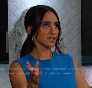 Gabi's blue sleeveless mini dress on Days of our Lives
